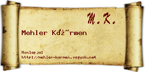 Mehler Kármen névjegykártya